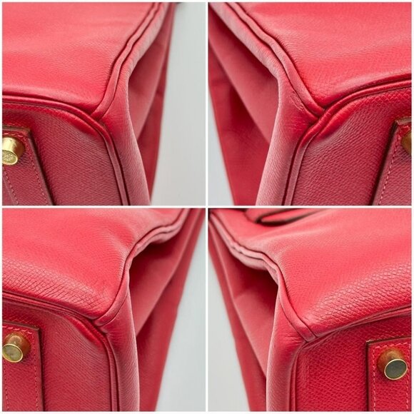 HERMES Birkin 35 GHW Vintage Rouge Vif Epsom Leather Shoulder Bag - Picture 9 of 10